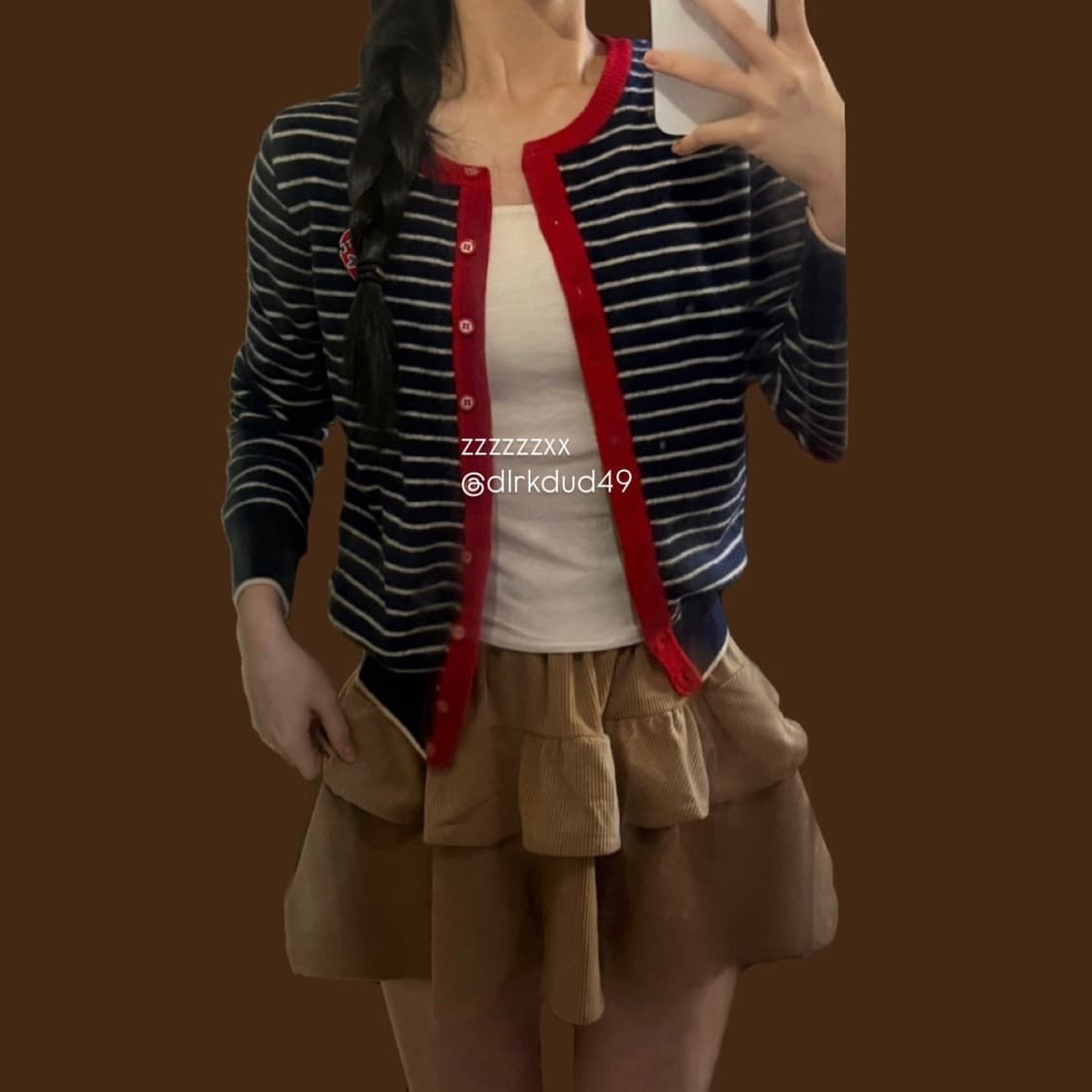 라코스테 하트 네이비 스트라이프 가디건 상품이미지2