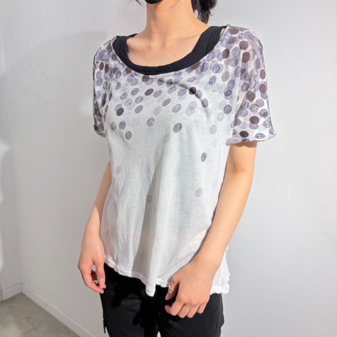 요지 야마모토 Y’s 도트 땡땡이 반팔티셔츠 상품이미지1