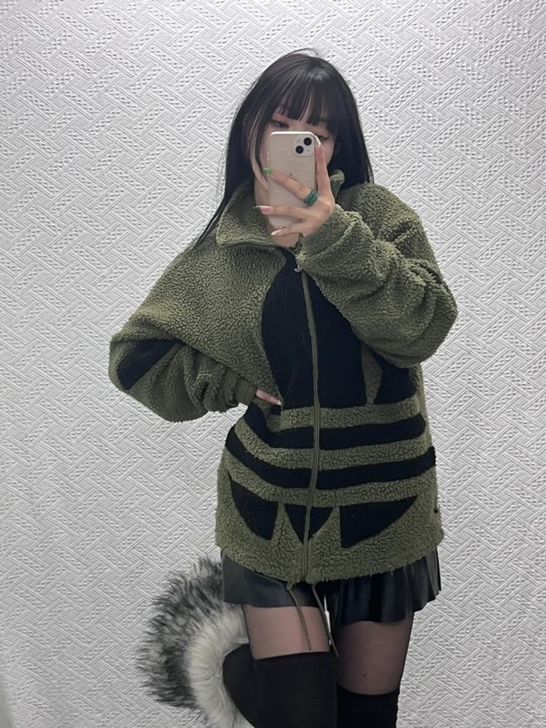 아디다스 빅 트레포일 말차카키 양털 후리스 자켓 M C09124 상품이미지1