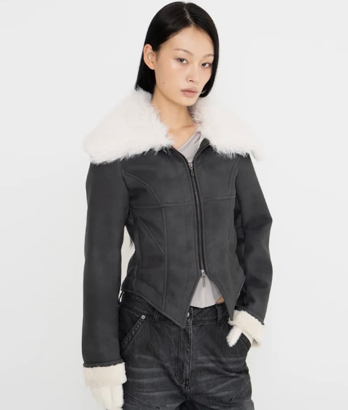 [새상품] 2000아카이브스 퍼 무스탕 블랙 상품이미지1