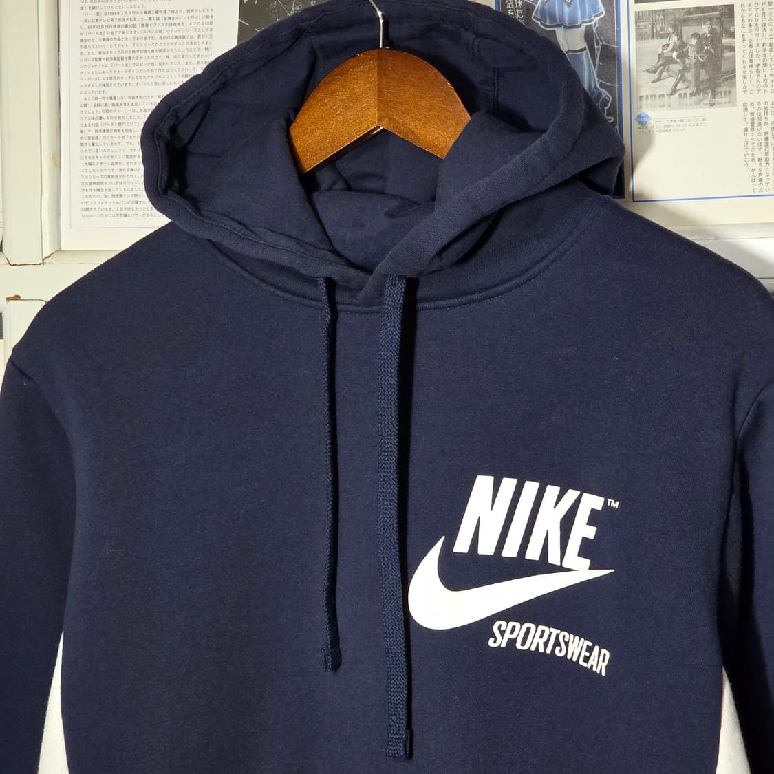 나이키 네이비 레드 배색 후드티 상품이미지3