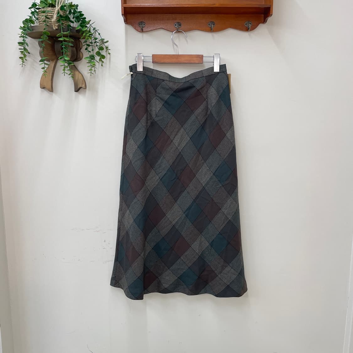 Pinore 울 체크 롱 스커트 상품이미지3