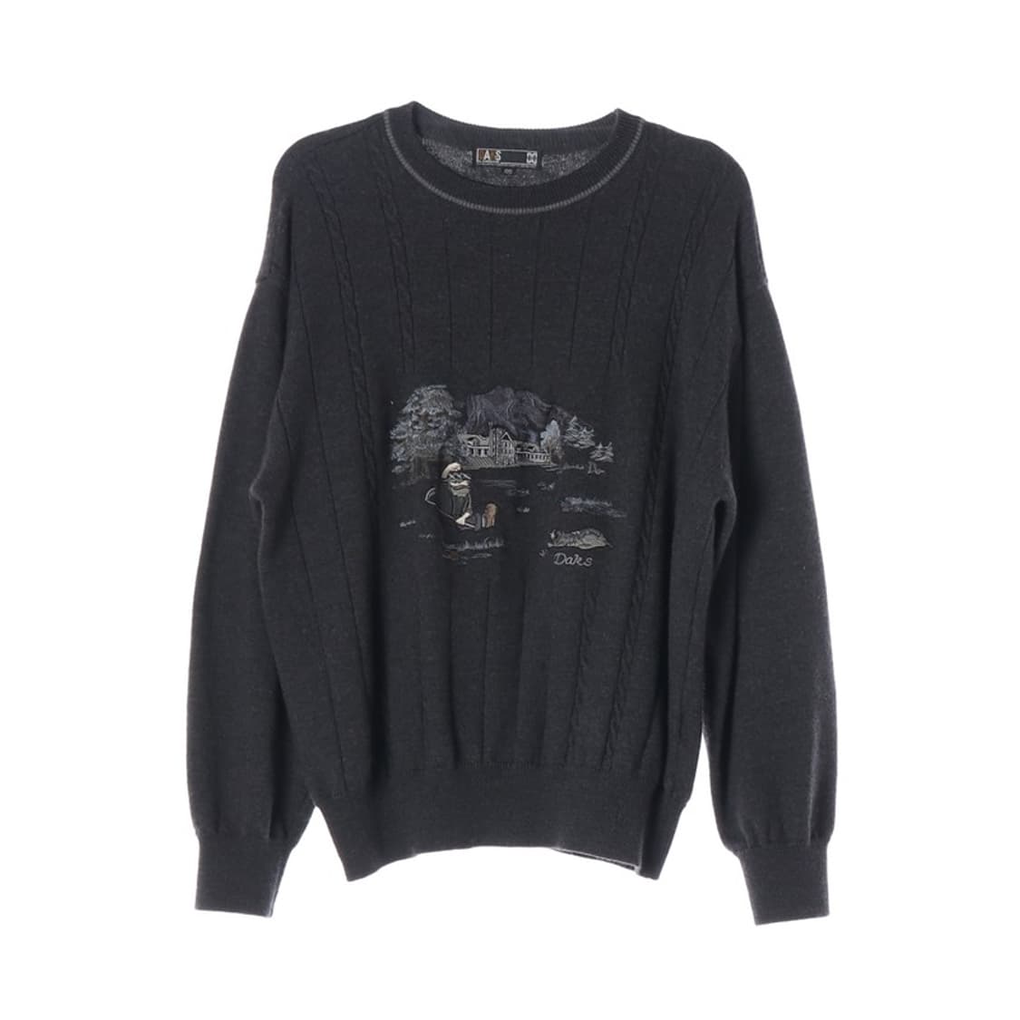 DAKS 런던 풍경 자수 니트 XL 상품이미지1