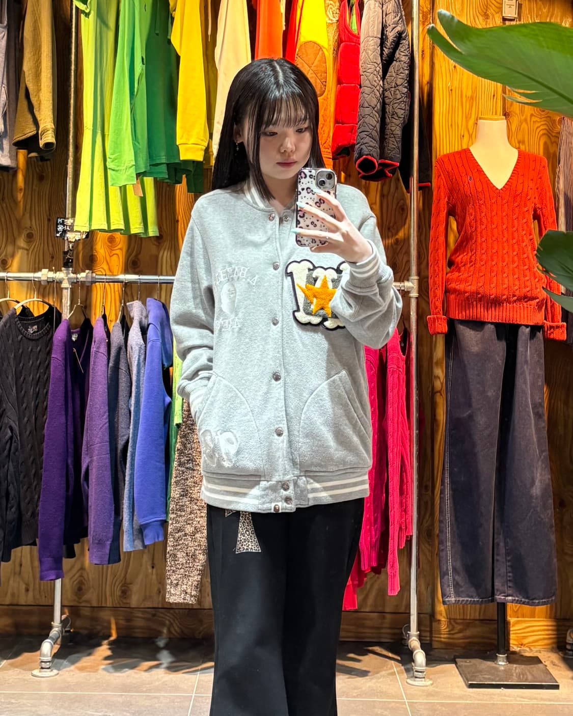 L A BATHING APE 베이프 93 패치 코튼 그레이 바시티  상품이미지1