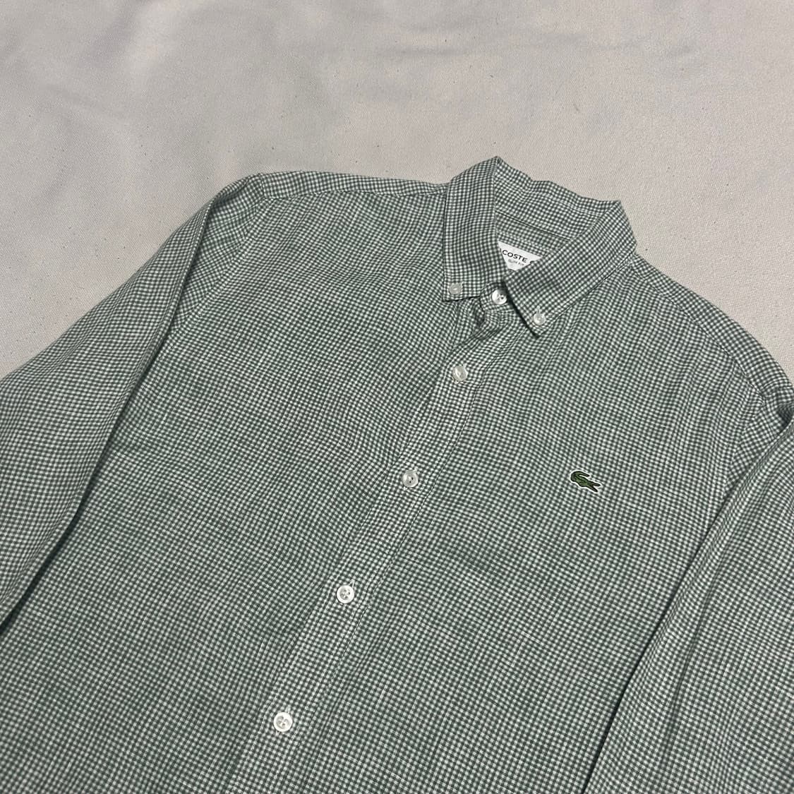 S 라코스테 슬림핏 그린 체크 셔츠 상품이미지1