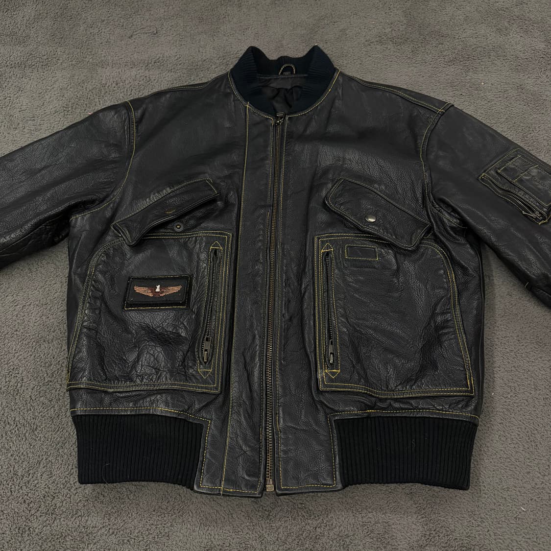 [ M ] 빈티지 스티치 레더 ma-1 항공자켓 상품이미지3