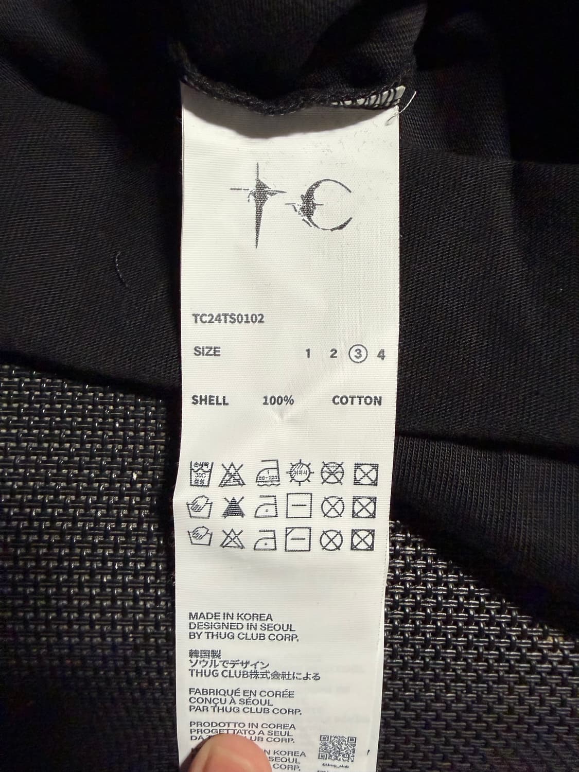 [3사이즈/XL] 떠그클럽 백 티셔츠 슬림 블랙 상품이미지4