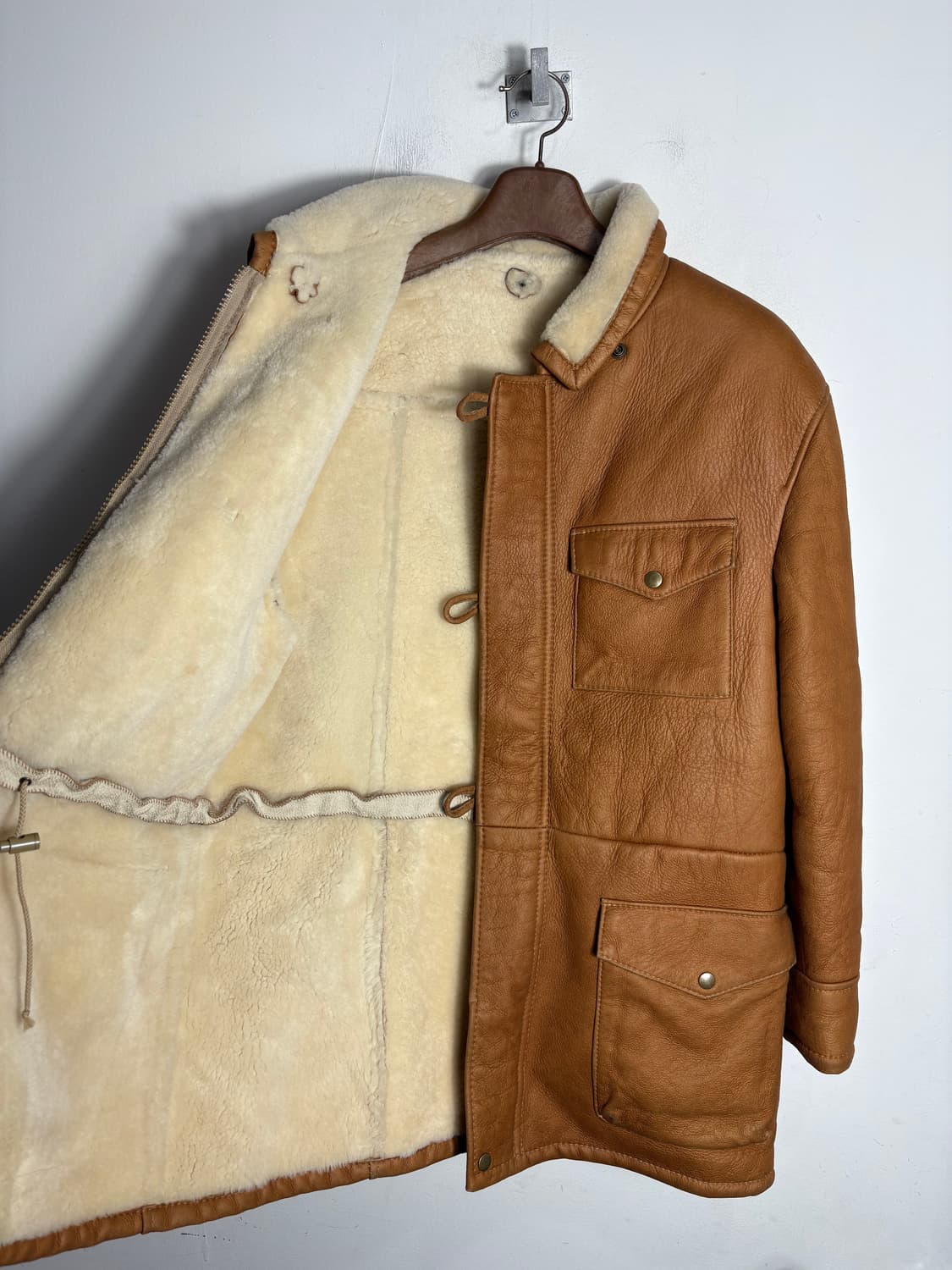 리얼 무스탕 더플 하프 코트 상품이미지3