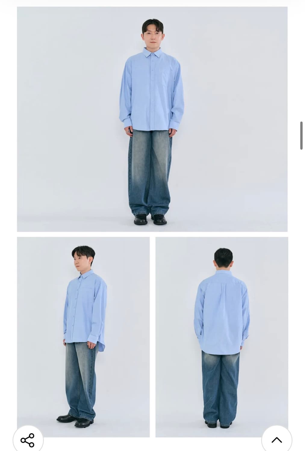 (새상품)(M) 코프위 [숏 ver]워싱 코튼 옥스포드 셔츠 스카이블루 상품이미지7