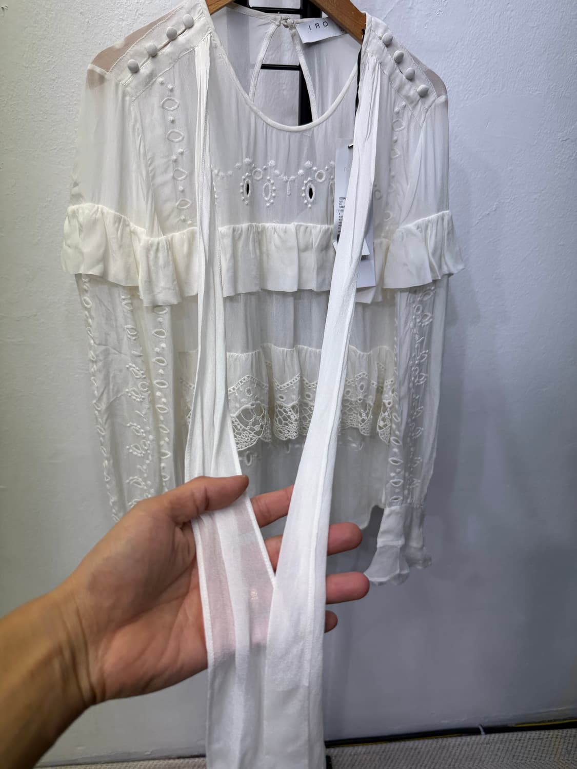 새제품) IRO 이로 한섬 아일렛 레이스 블라우스 34(55-66) 상품이미지5