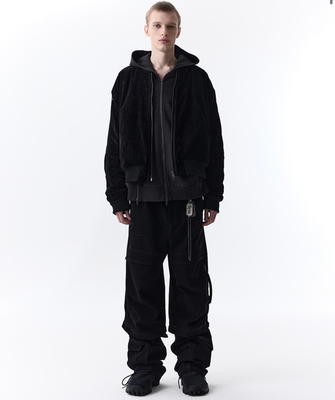 ETCE TRIMMING VELVET BOMBER (BLACK) 상품이미지1