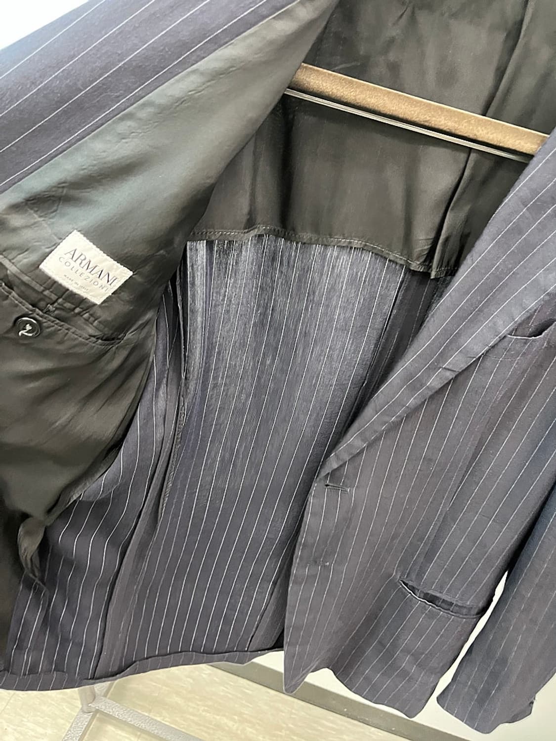 110) 알마니꼴레지오니 스트라이프 린넨자켓  상품이미지5