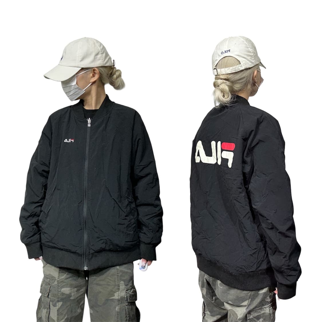 휠라 블랙 빅 로고 바람막이 자켓  상품이미지1