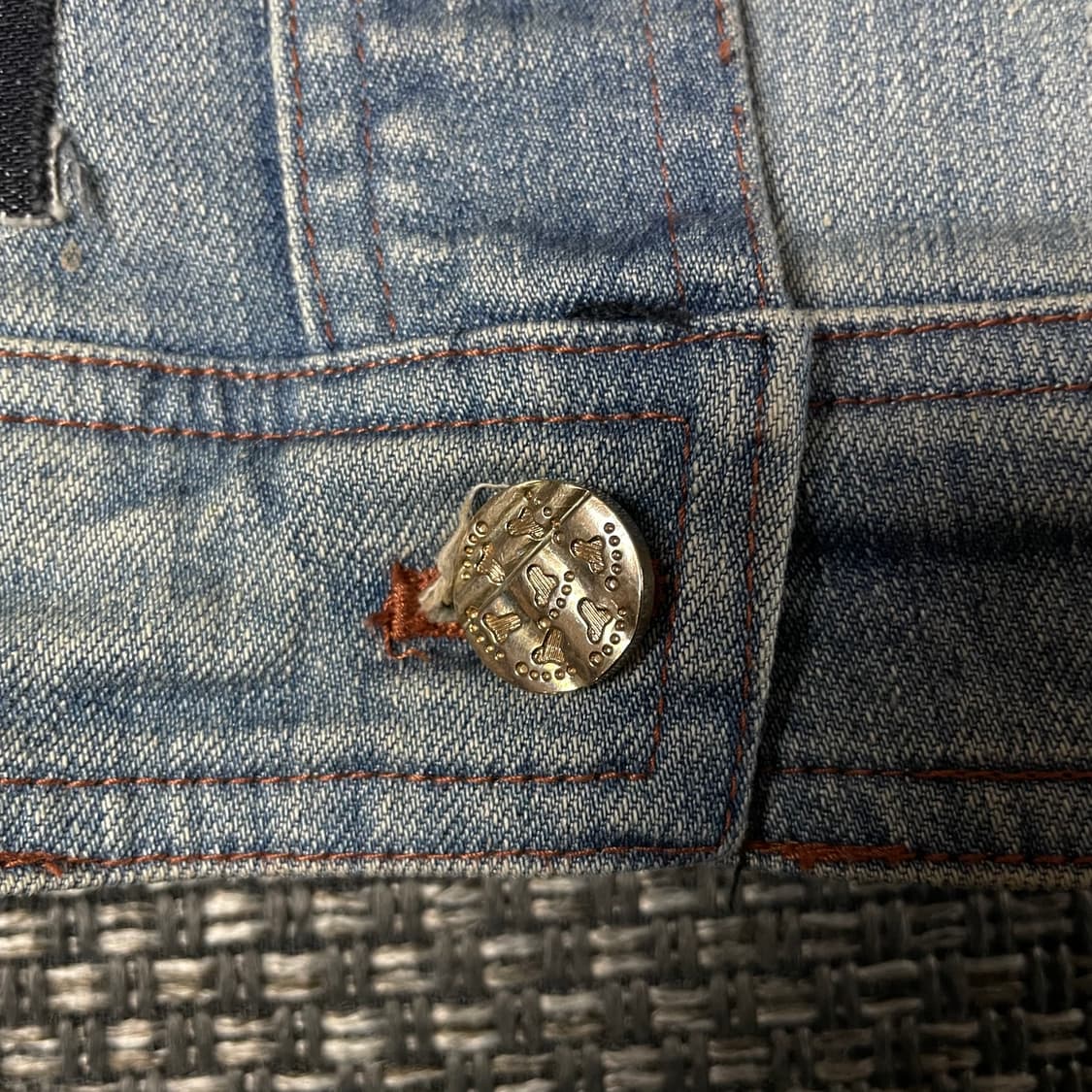 빈티지 연청 패치 디테일 데님 조끼 M 상품이미지4