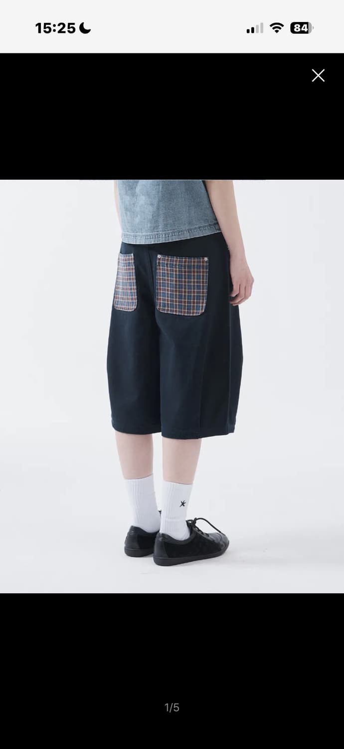 더콜디스트모먼트 체크포켓 하프팬츠 반바지 네이비 m사이즈 상품이미지1