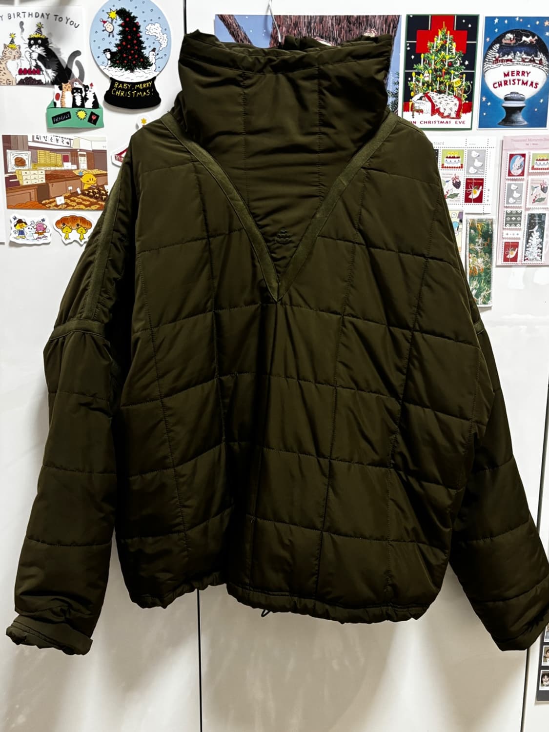 드니벨 2way 하이네크 숏패딩 - 카키, L 상품이미지2