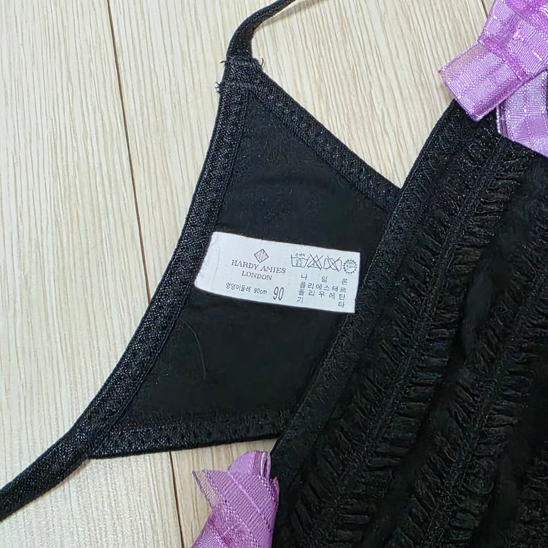 HARDY AMIES 블랙x퍼플 레이스 리본 여성 T팬티 란제리 새상품 상품이미지3