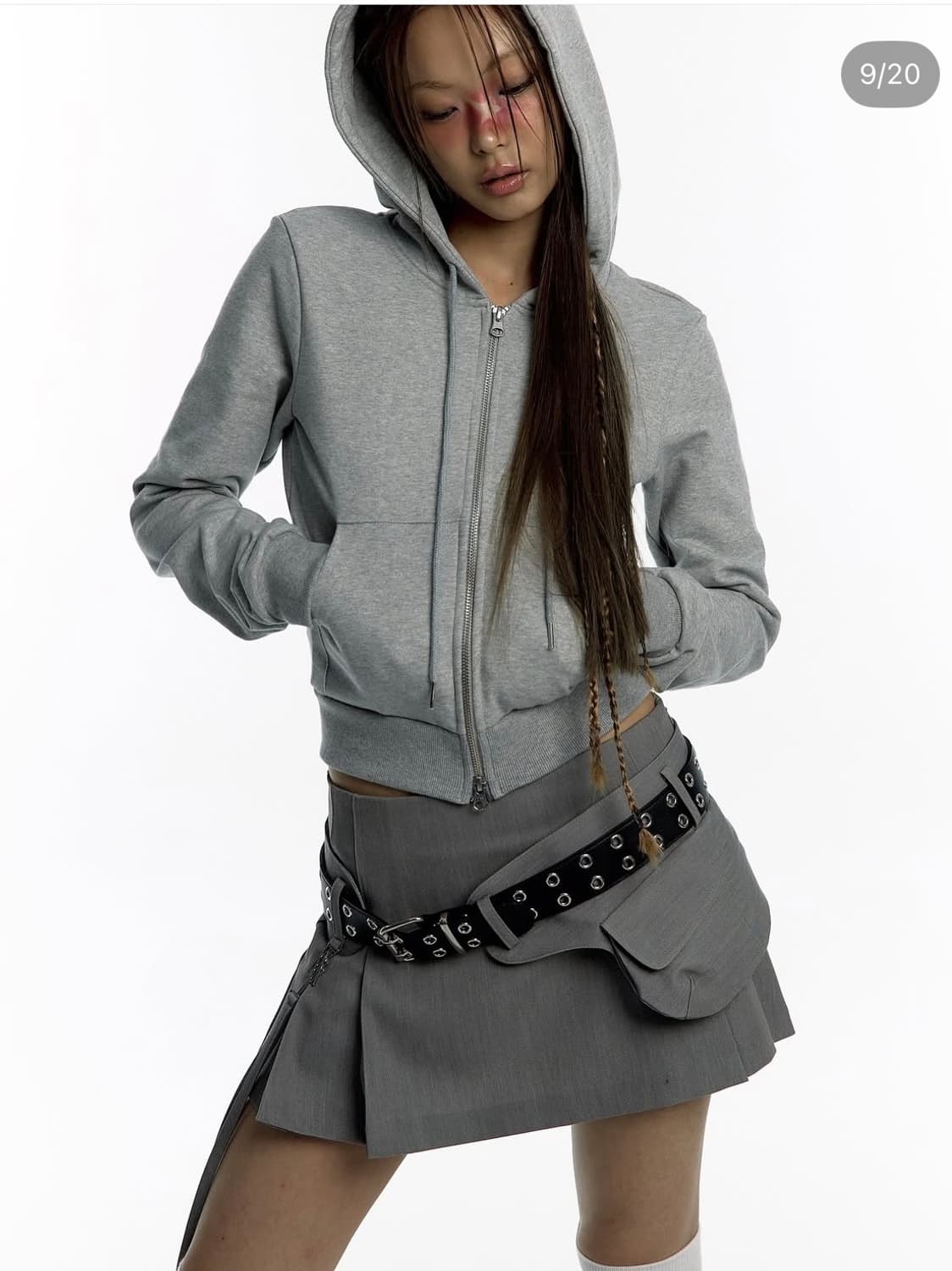 카시코 플리츠 포켓 벨트 미니 스커트 M 상품이미지2