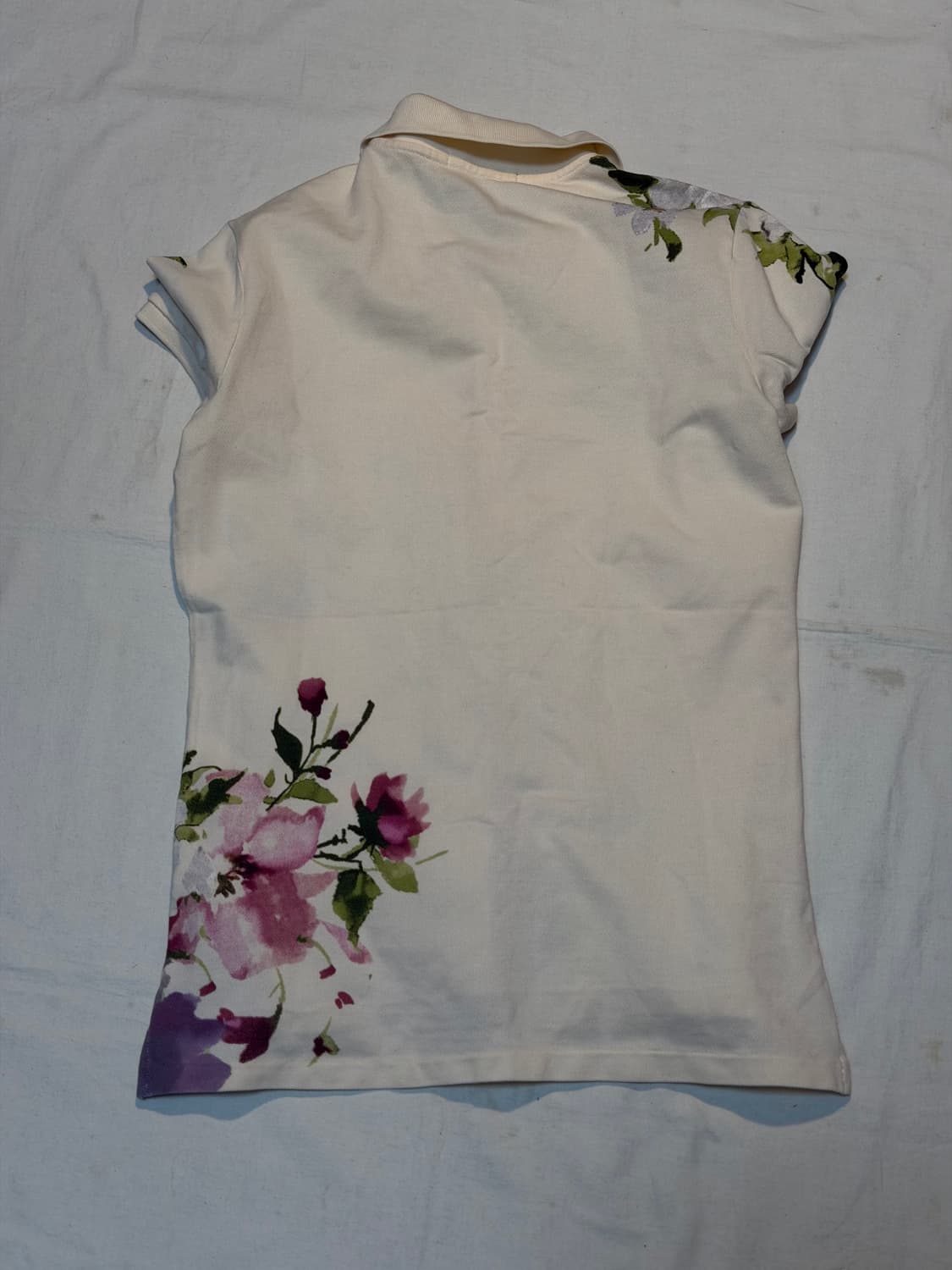 희귀) 폴로 랄프로렌 플라워 패턴 포니로고 카라티 아이보리 상품이미지2