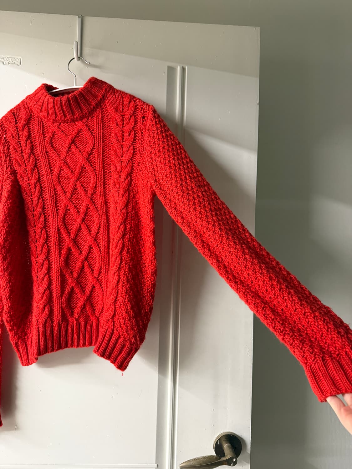 일본빈티지 울30 레드 케이블니트 상품이미지8