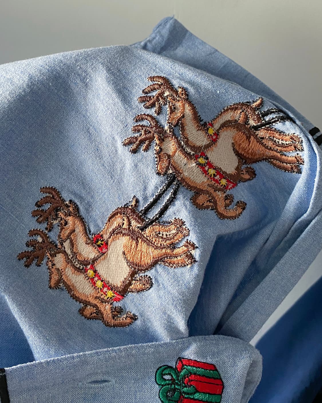 90s 빈티지 크리스마스 자수 셔츠 상품이미지10