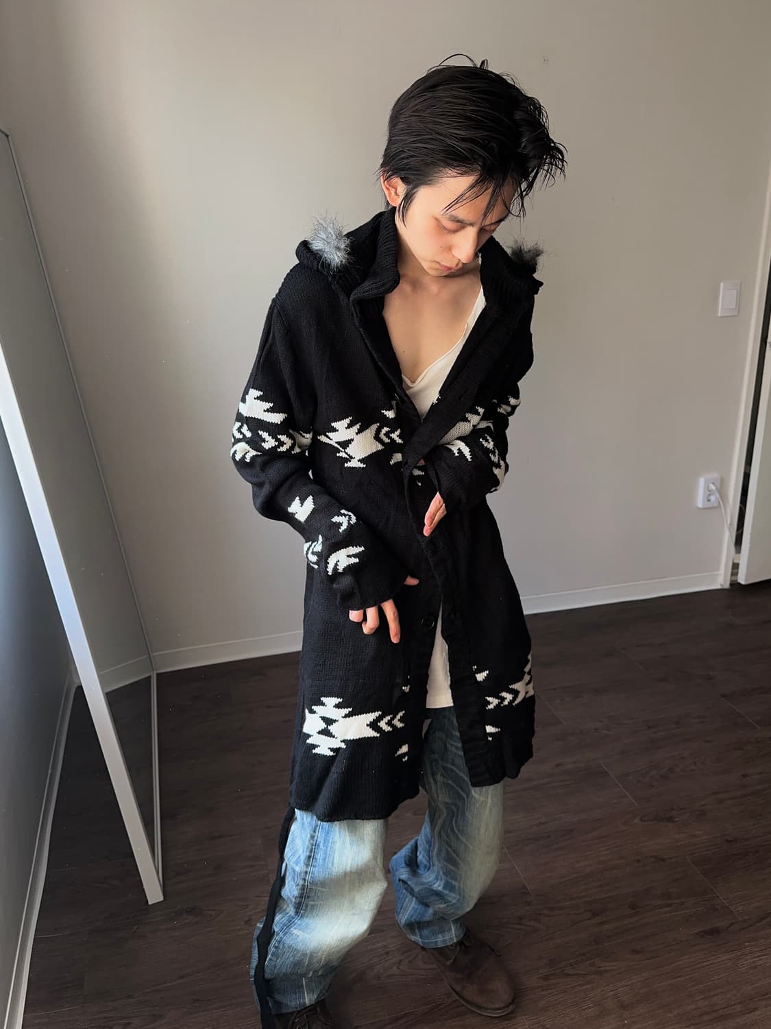 Sterny 퍼 후디 아즈텍 롱 카디건 상품이미지6