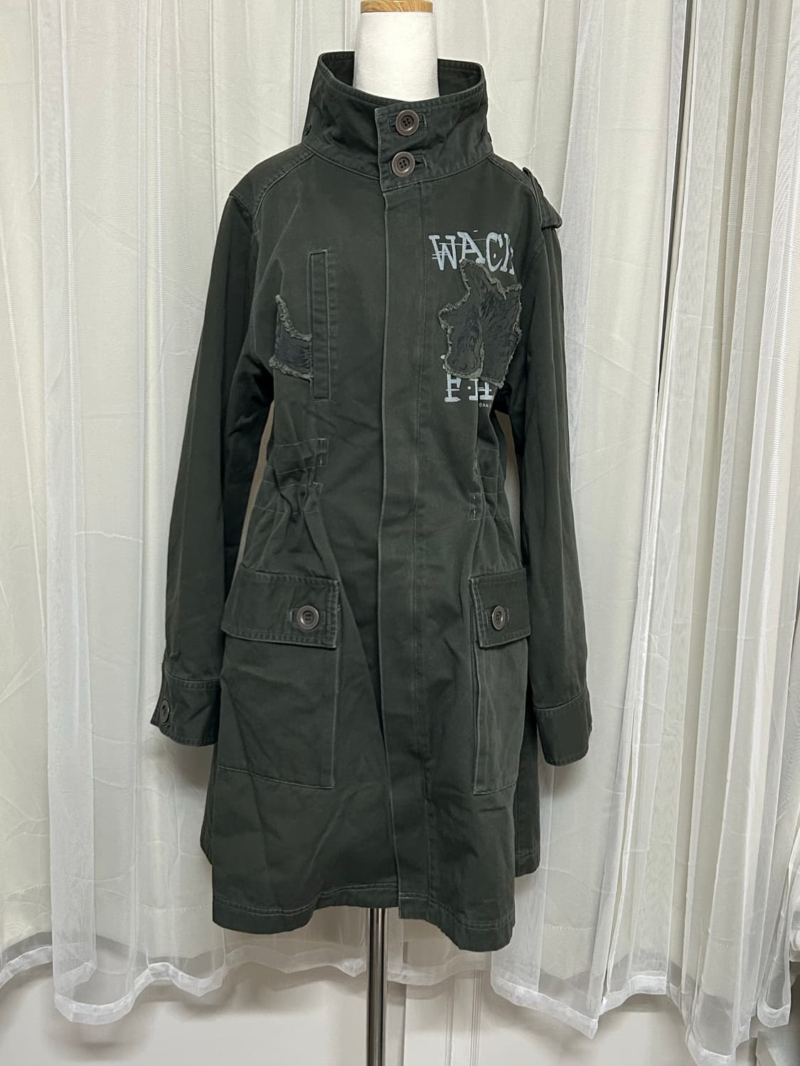 Y2K 밀리터리 롱야상 자켓 고양이패치  상품이미지1