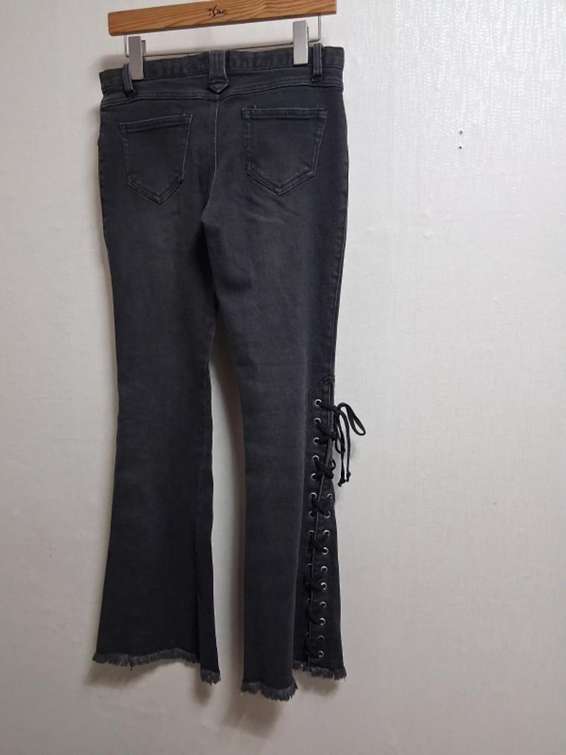 일본구제 SPREAD 블랙레이스업 부츠컷 데님팬츠 블랙 25 상품이미지2