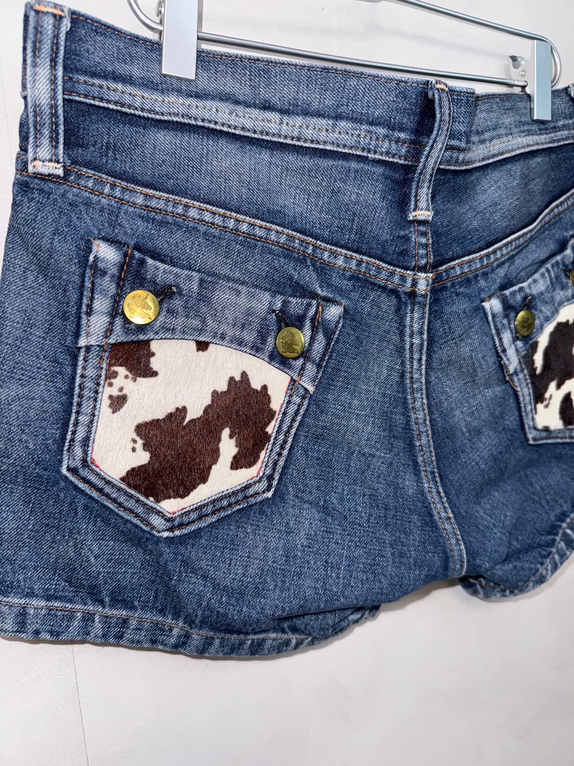 Washing denim calf fur short pants 상품이미지2