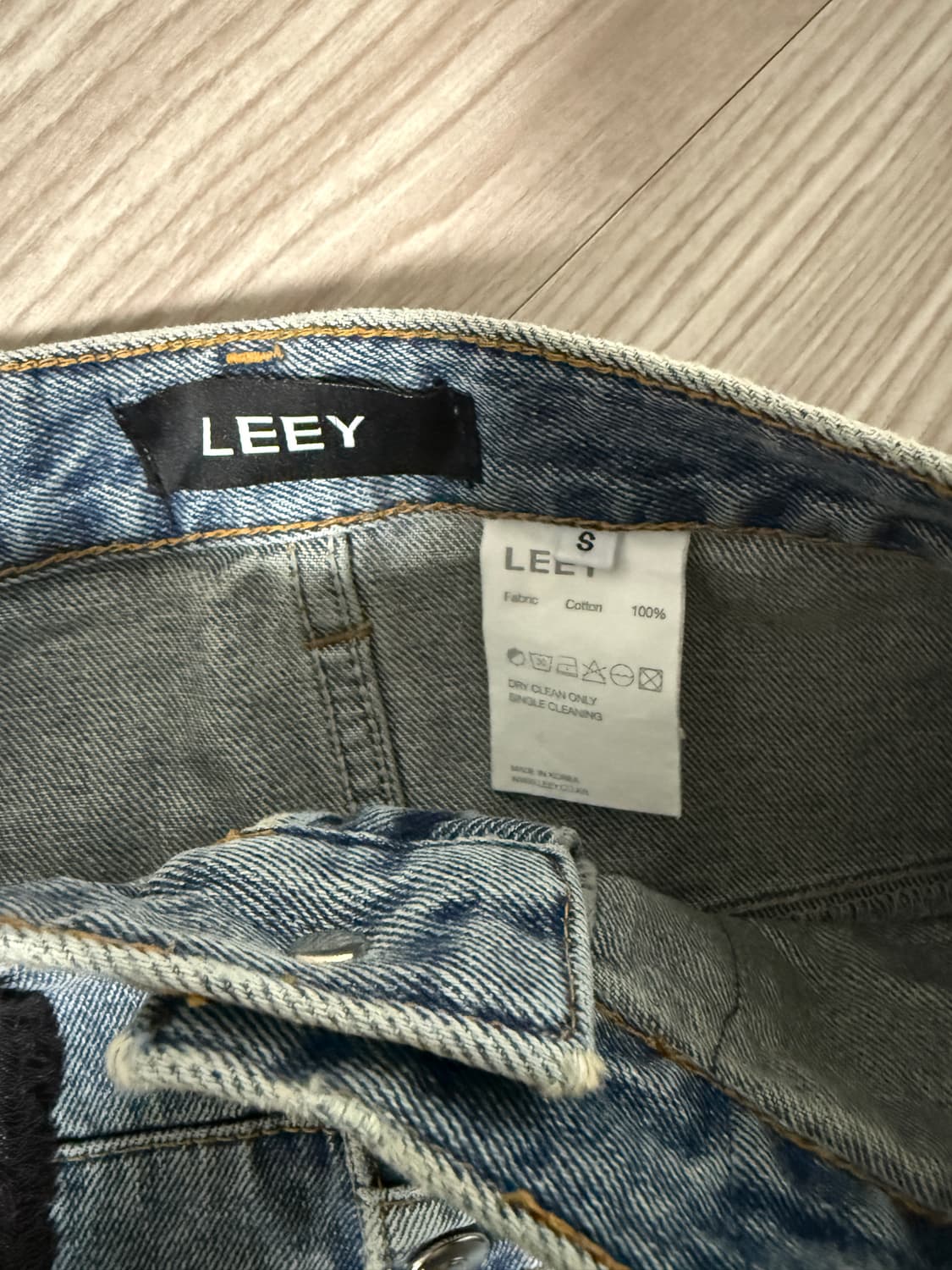 엘이이와이 사이드 버클 포인트 미니 스커트 데님 상품이미지8