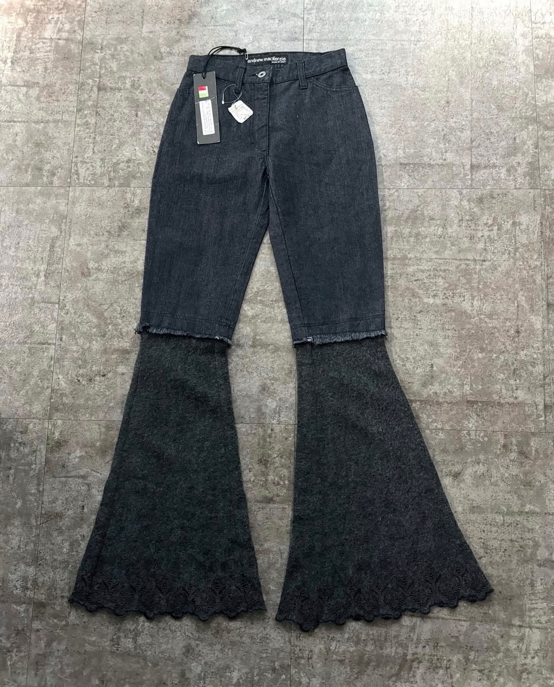 Knitted detail denim boots cut pants 상품이미지1