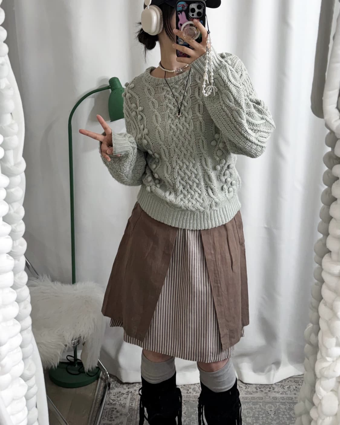 카키 브라운 & 민트 야상 자켓 세트 🐻 상품이미지9