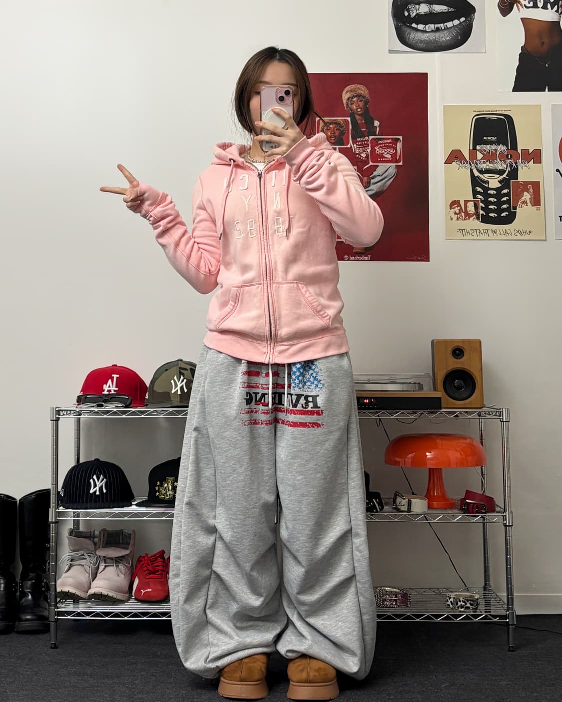 아베크롬비 아치로고 핑크 후드집업 상품이미지4