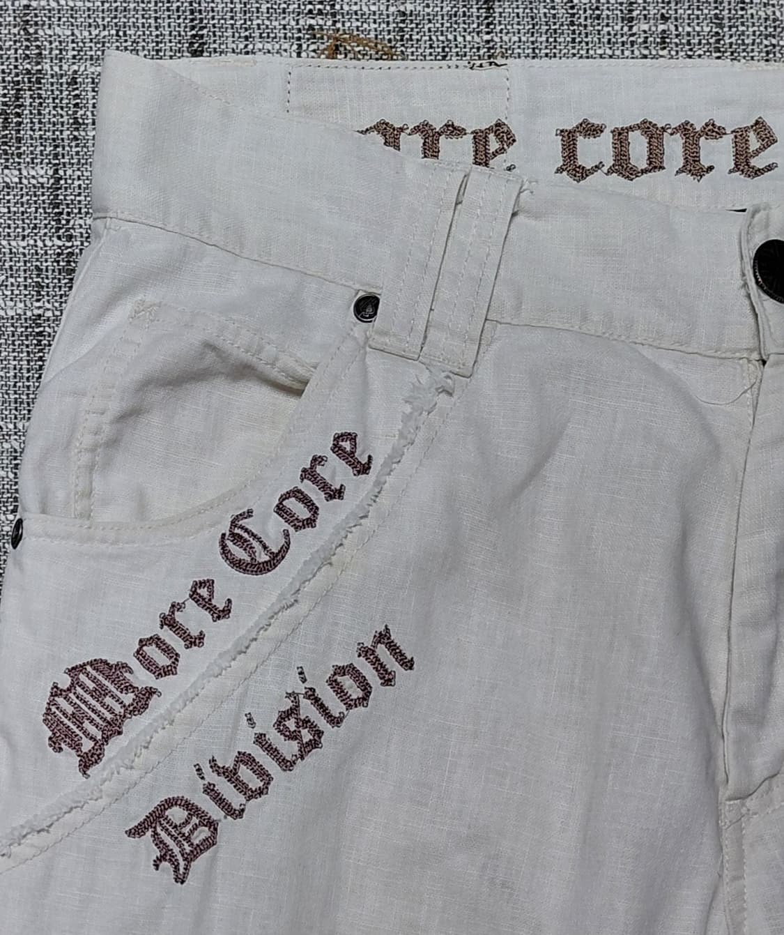 [L] MCD 고딕 자수 린넨 혼방 빈티지 크롭 팬츠 상품이미지4