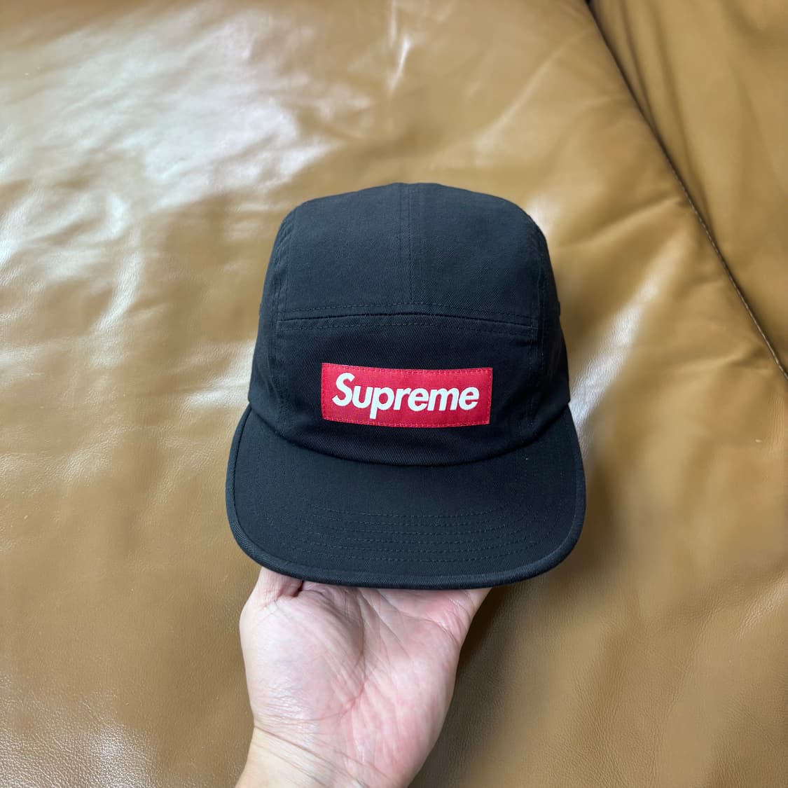 Supreme 슈프림 워시드 블랙 레드 박스로고 캠프캡 모자 Black 상품이미지2