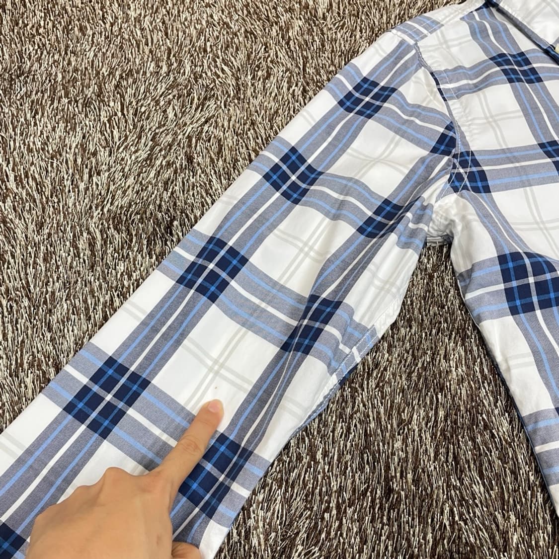 아베크롬비 블루 머슬핏 포켓 체크 셔츠 M 상품이미지6