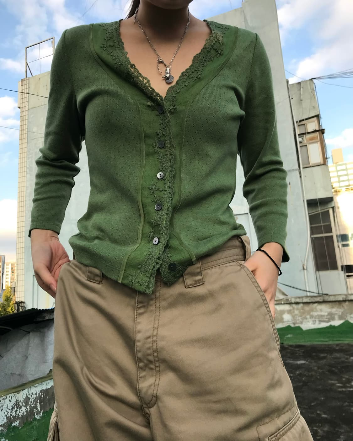 올리브 레이스 가디건 상품이미지4