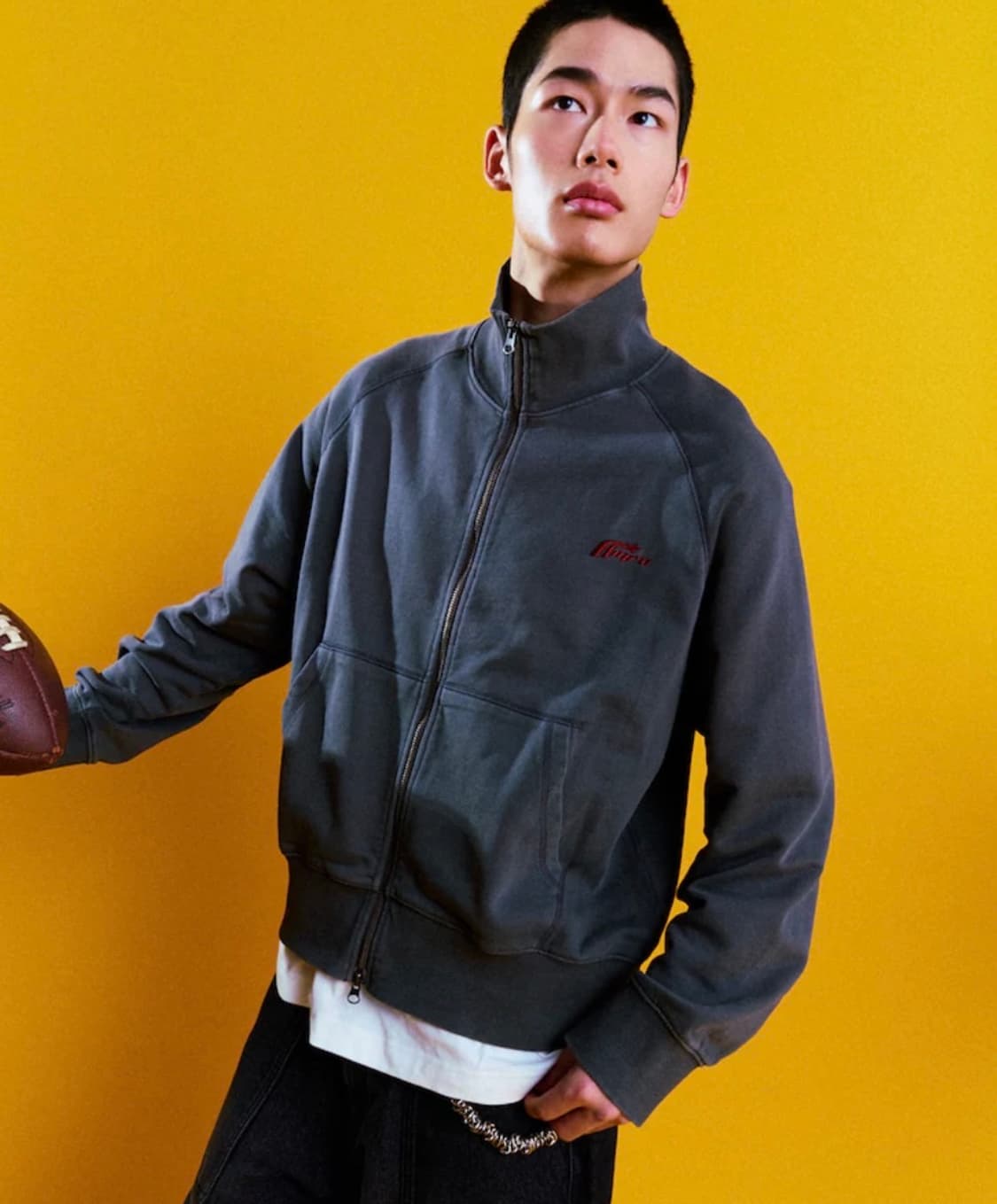 가먼트 다잉 하이넥 풀집업 스웻셔츠  애쉬 상품이미지2