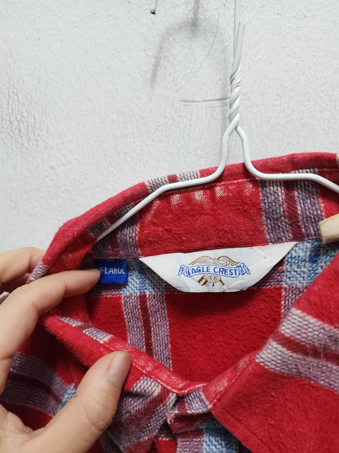 80s 빈티지 이글 크레스트 플란넬 버튼다운 셔츠 상품이미지5