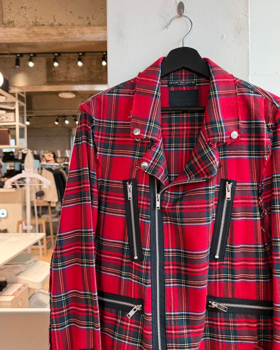 나인티나인퍼센트이즈 레드 체크 바이커 자켓  상품이미지4