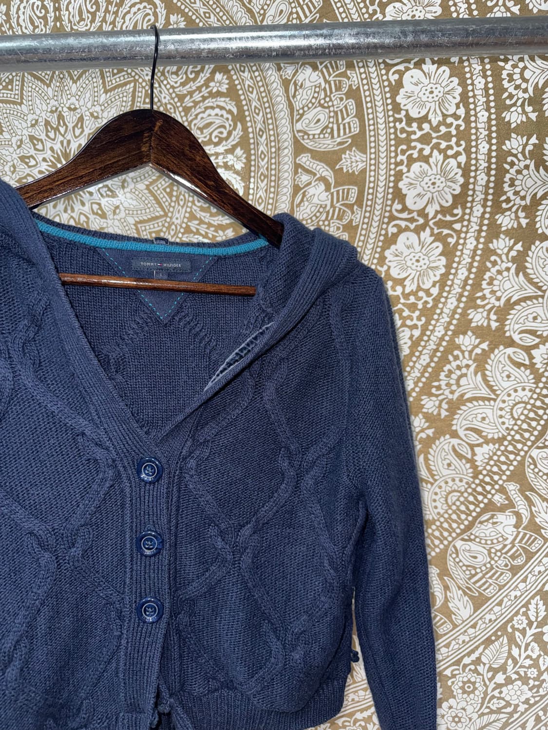 타미힐피거 여성 케이블 크롭 후드 가디건  상품이미지4