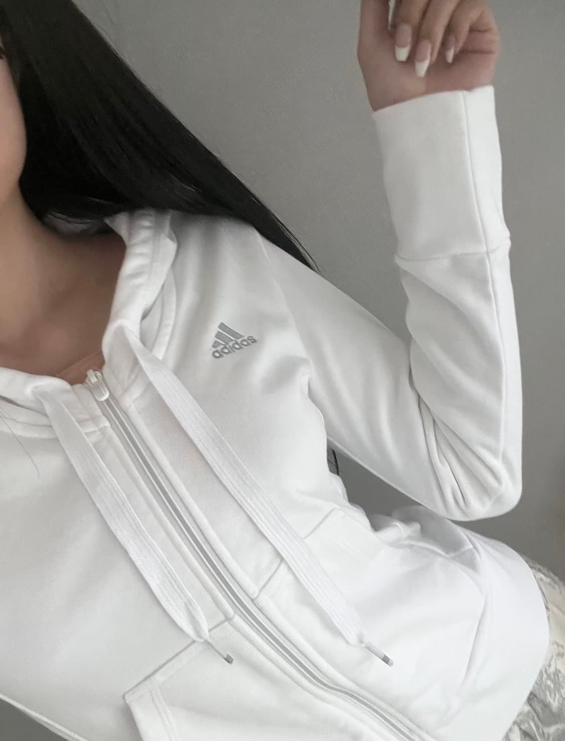 아디다스 실버로고 후드집업 화이트 상품이미지1