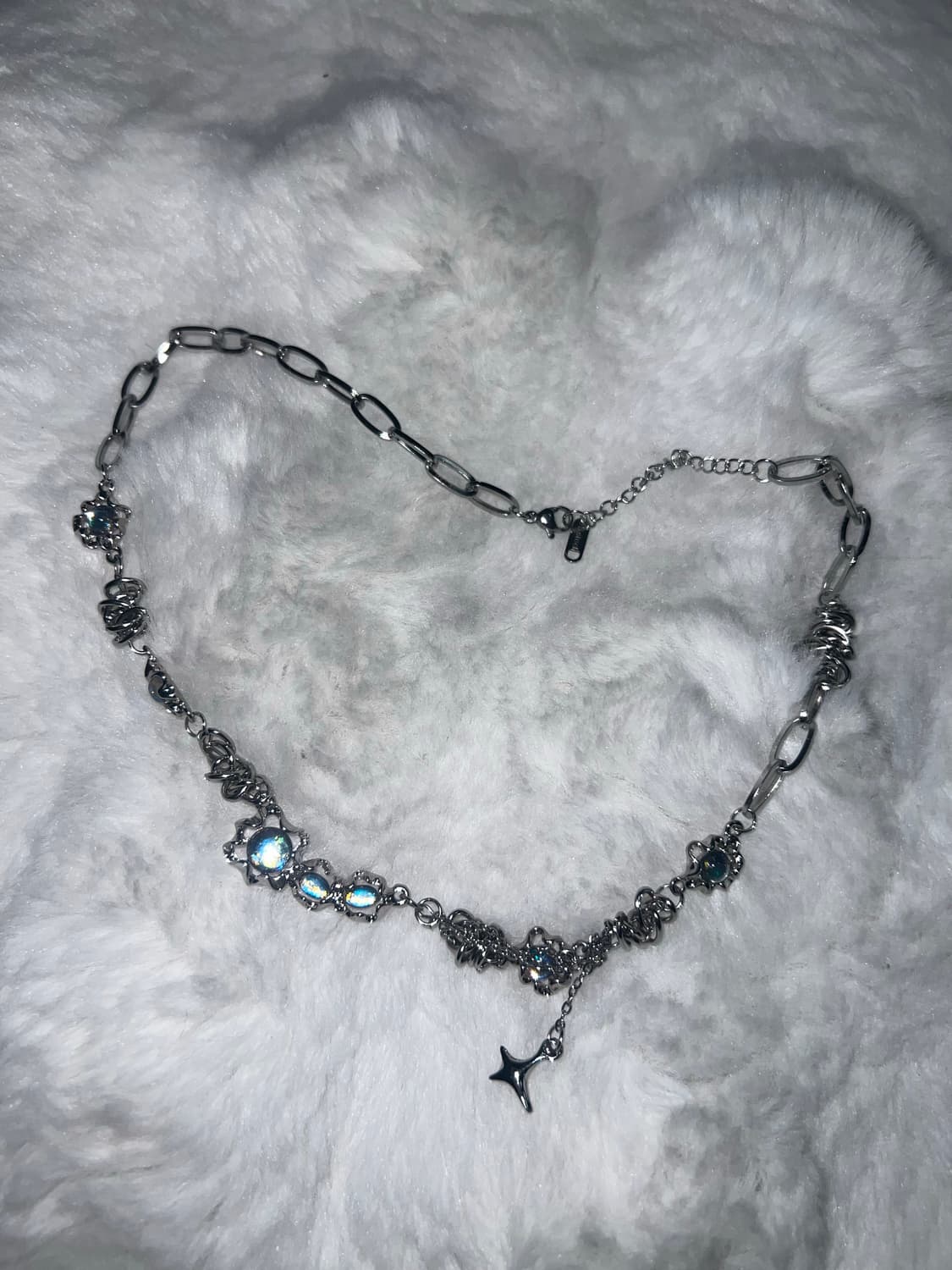 큐빅 드롭 체인 목걸이 실버 상품이미지1