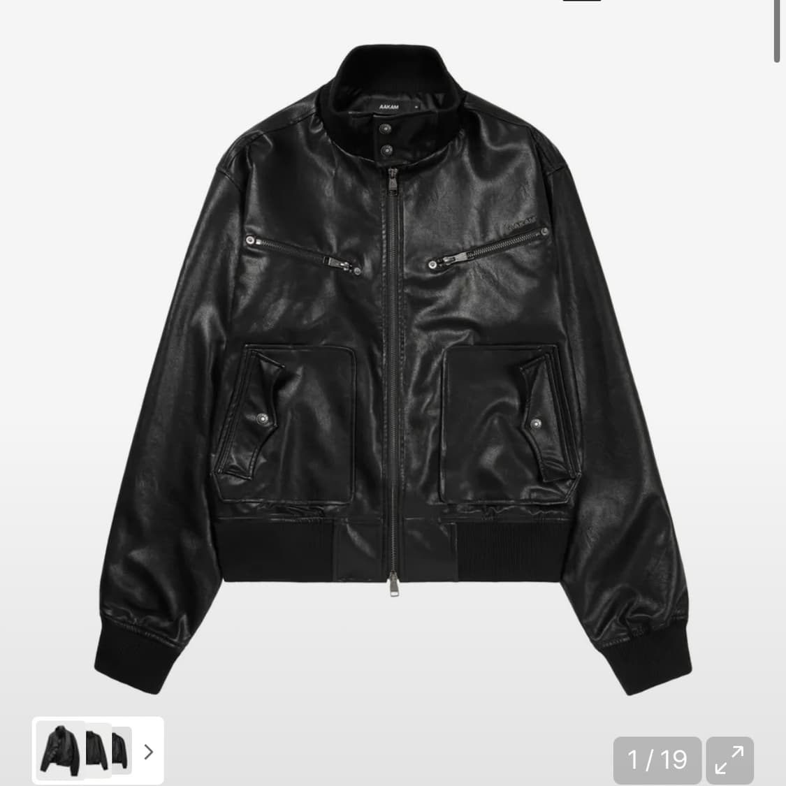 아캄 High-Neck Leather Jacket (Black) 상품이미지1