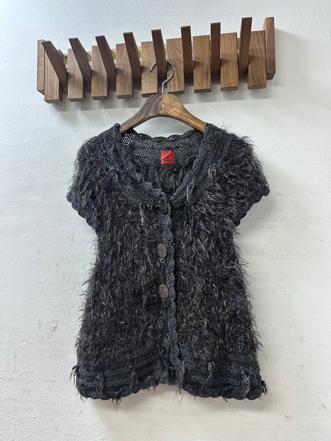 일본빈티지 울 혼방 반팔 니트 슬리브 퍼 텍스처 니트 레이어드 가디건  상품이미지2