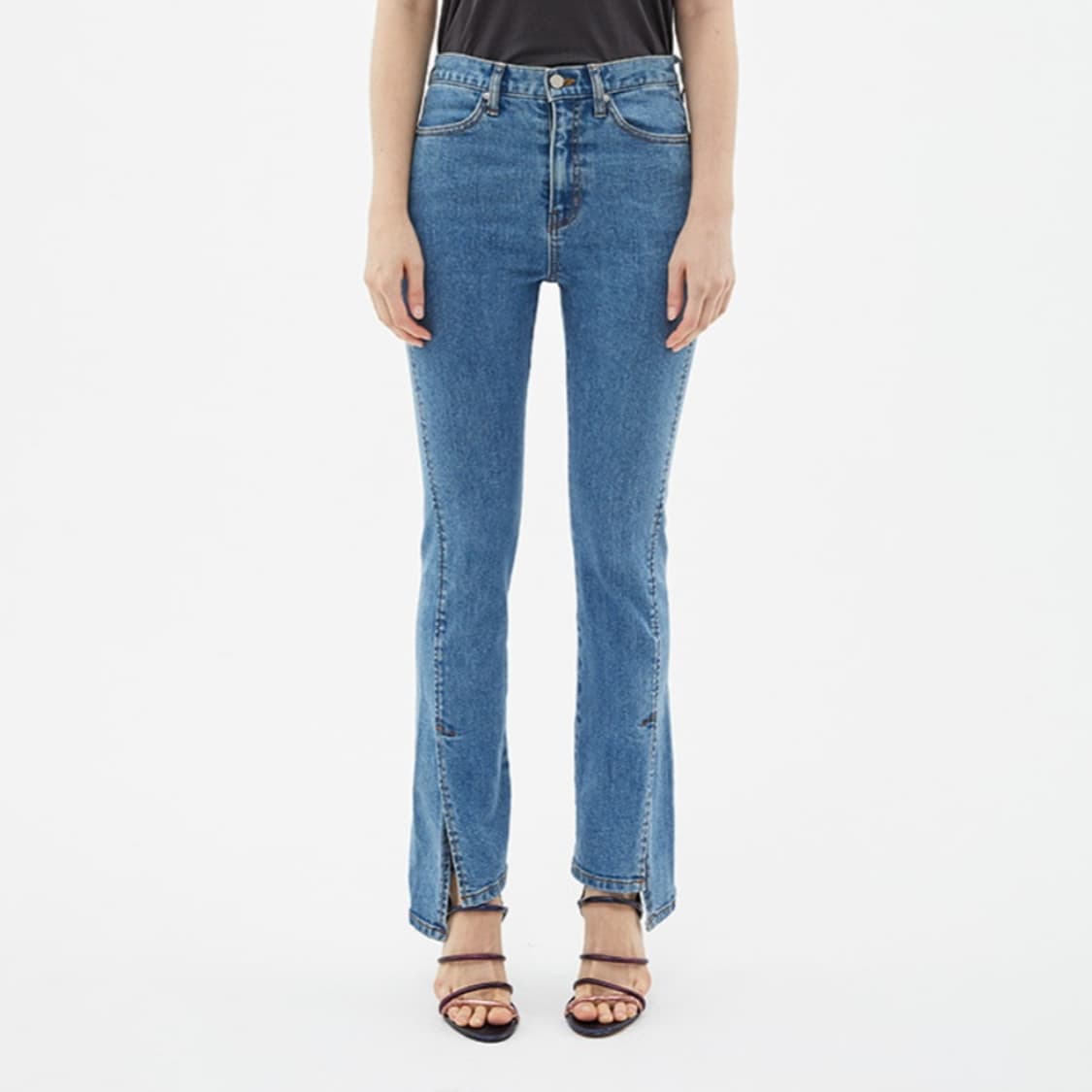 앤더슨벨 언발란스 슬릿 부츠컷 데님 팬츠 상품이미지1