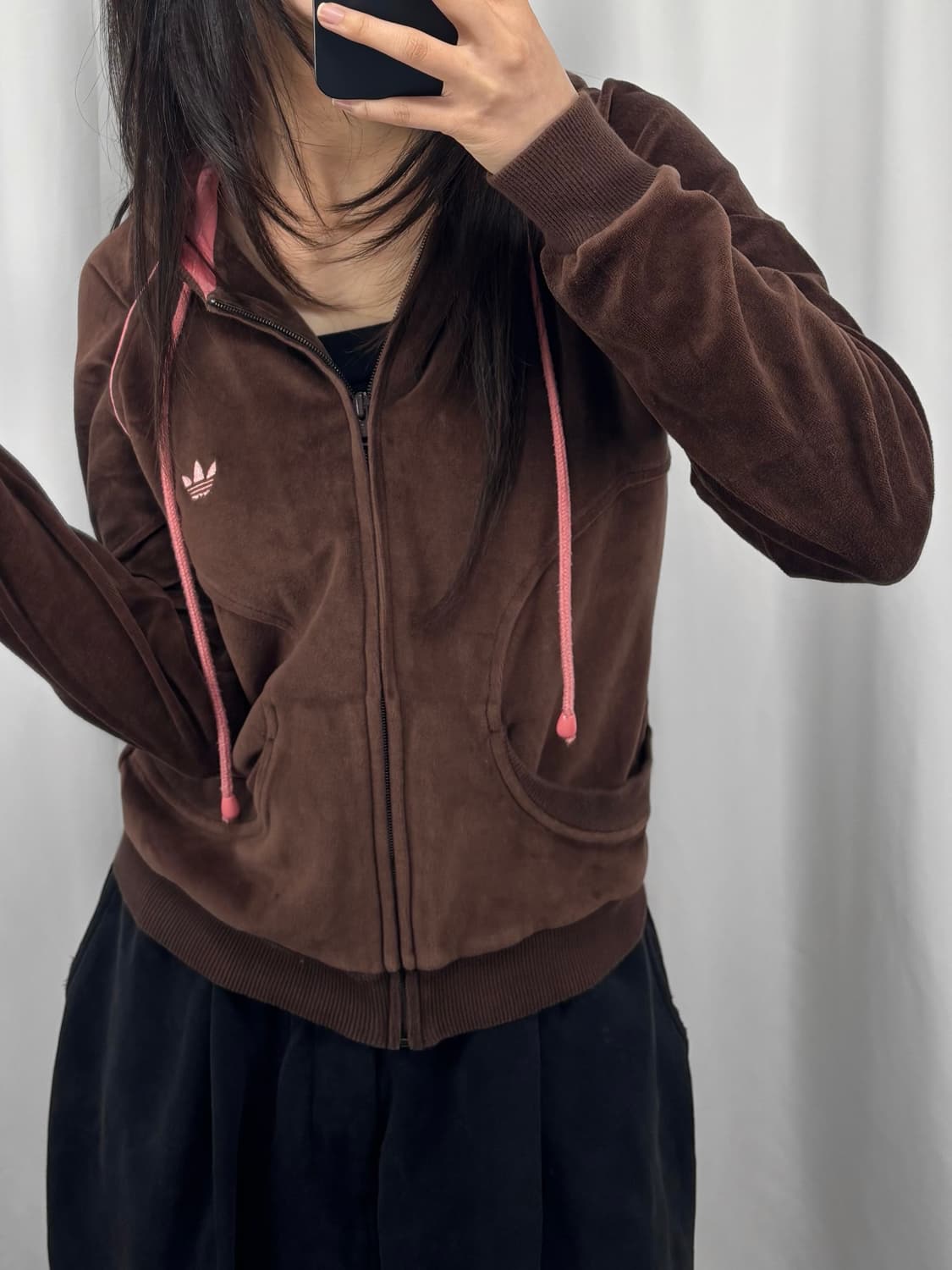 아디다스 브라운 벨벳 후드집업 상품이미지2