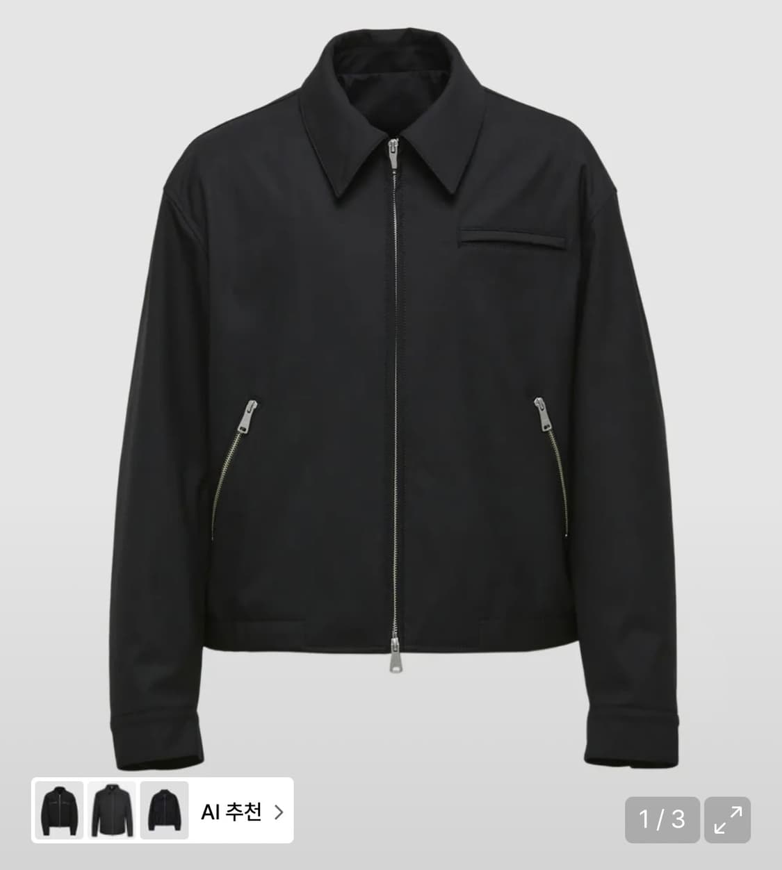 쿠어 스티프 울 블렌드 집업 자켓 (블랙/L) 상품이미지4