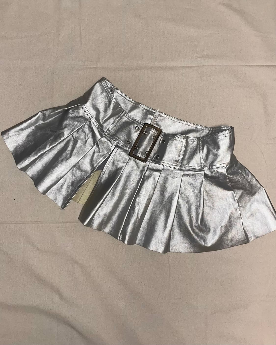 silver short pleats wrap skirt 상품이미지6