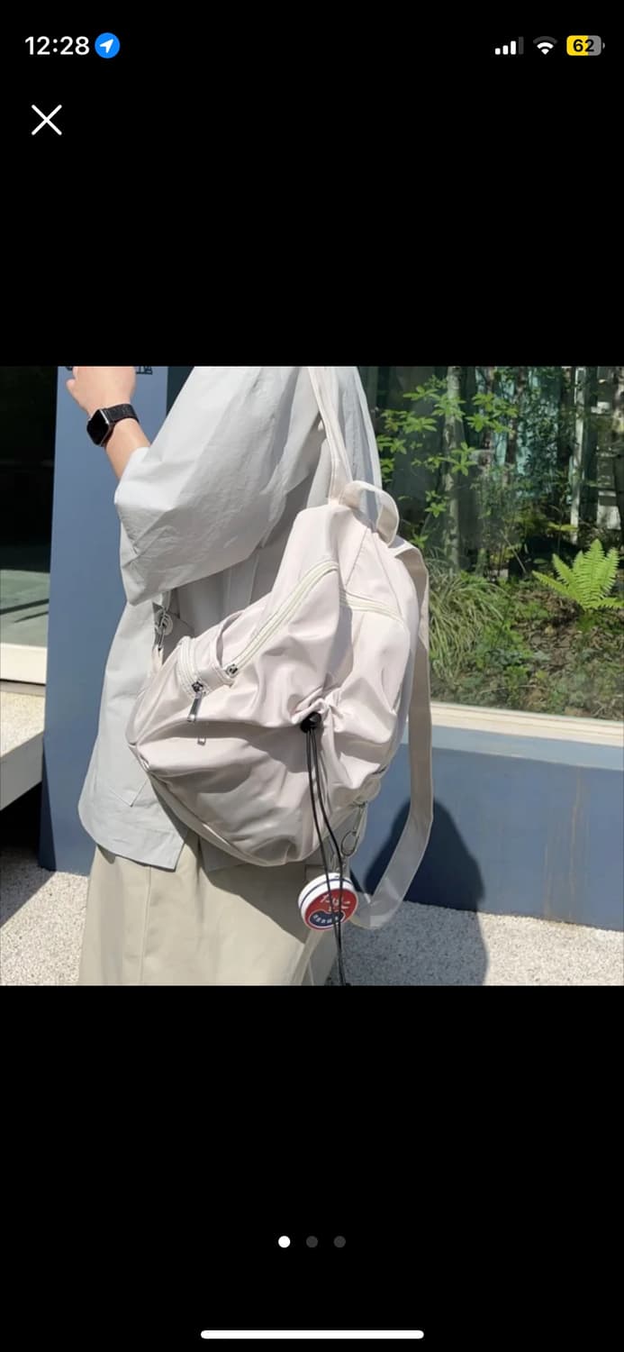 에이블리 그웬 남녀공용 텀블러 포켓 스트링 백팩 아이보리 상품이미지1